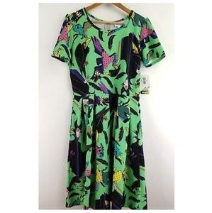 Lularoe Amelia Disney Green Maleficent Diaval XL